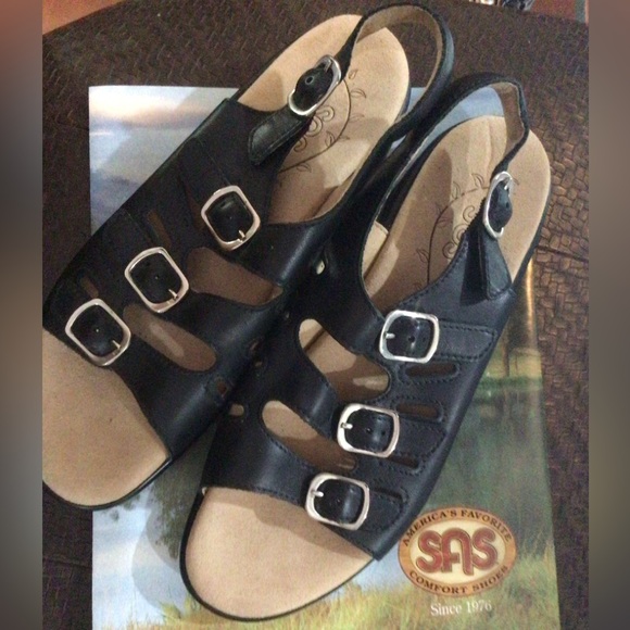 SAS Mystic - Slingback black Sandal size 7.5 - Picture 1 of 9